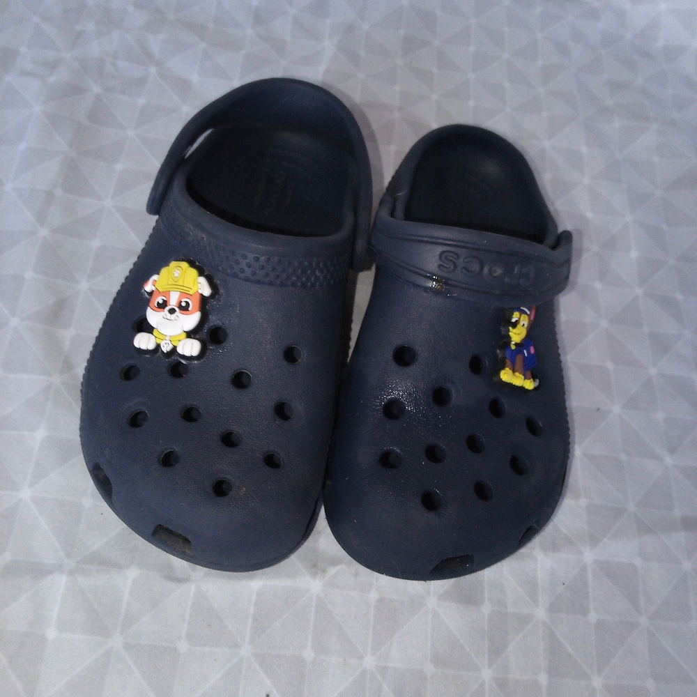 CROCS Kids Navy Blue Sandals with Cartoon Charms